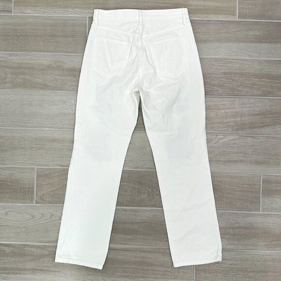 Frame Le Hollywood High Rise Distressed Jeans in Rumpled Blanc Rips White Denim - Picture 4 of 10